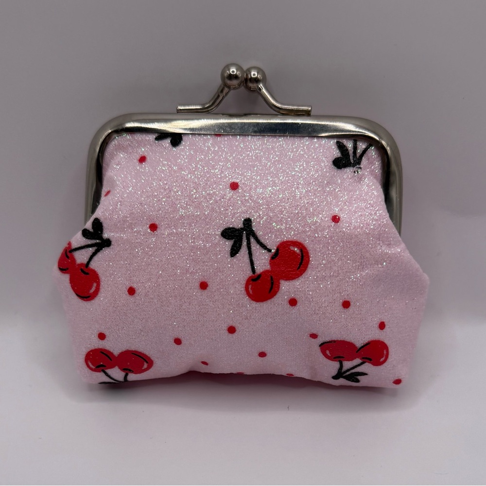 Cherry Print Pink Coin Purse